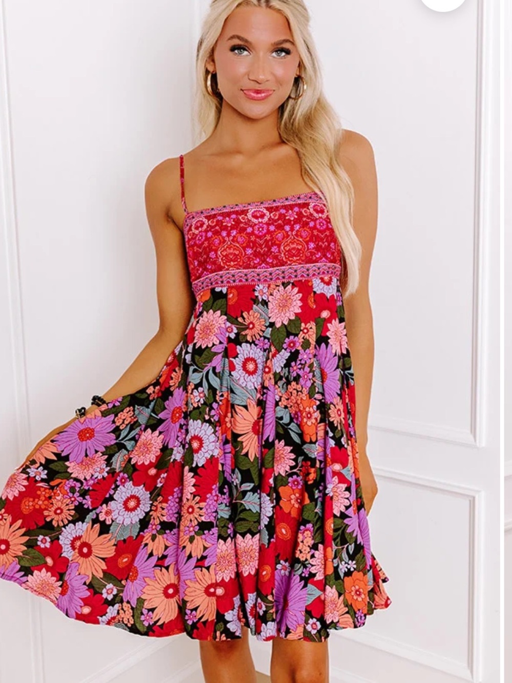 In Loom dress floral Paisley square neck tie back large